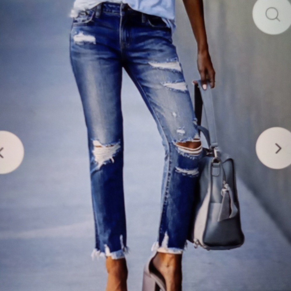 Dogma Denim High Rise Skinny Leg Distressed Ripped Size 5